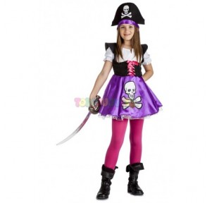 Disfraz Pirata Niña Calavera con Rosa 7-9 años