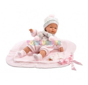 Muñeca Joelle bebé llorón 38 cm toquilla rosa