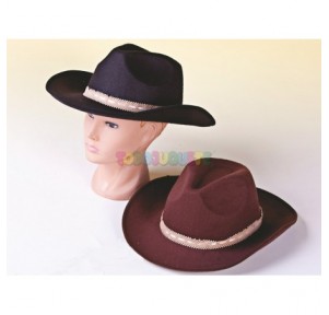 Sombrero Cowboy negro/marrón cinta beige Adulto
