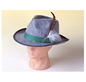 Sombrero Tirolés gris con Pluma Adulto