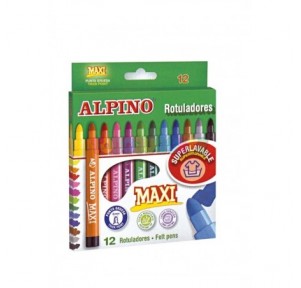 Caja 12 rotuladores maxi 6mm lavable Alpino
