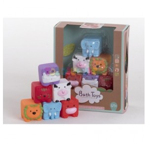 Caja 6 Cubos Apilables Animales Baño Bath Toys