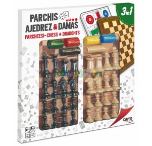 Set 3 en 1-parchis+ajedrez+damas+acc.40x40 Cayro