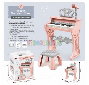 Piano con Banqueta y Micro 25 Teclas Rosa Electron