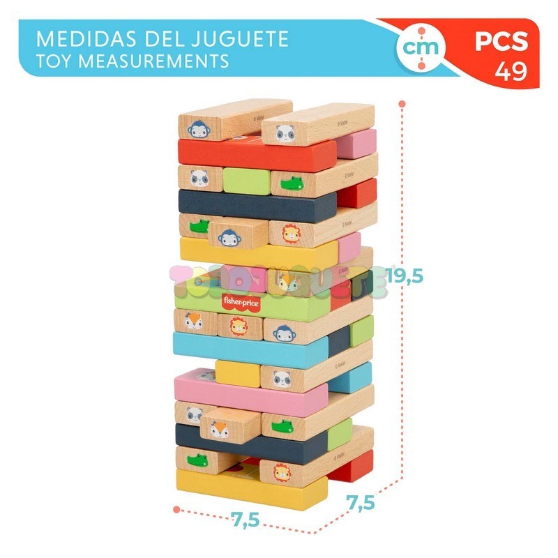 Juego Torre Bloques Madera Animales Woomax