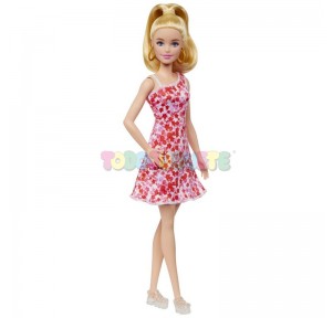 Muñeca Barbie Fashionista Vestido Rosa Flores