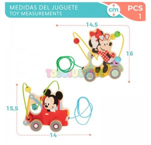 Arrastre Madera Vehículo Mickey / Minnie Woomax