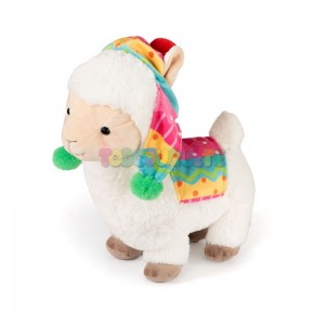 Peluche Llama con gorrito 38 cm Blanca