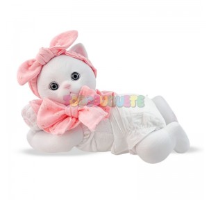 Anireal Perro Blanco Lazo Rosa 35cm