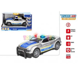 Coche Fricción 1:14 Policía Luz y Sonido