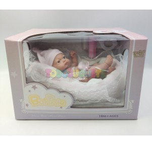 Muñeco Bebé en capazo rosa blanco Bonnie Baby Doll