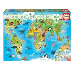 Puzzle 150 Mapamundi Animales