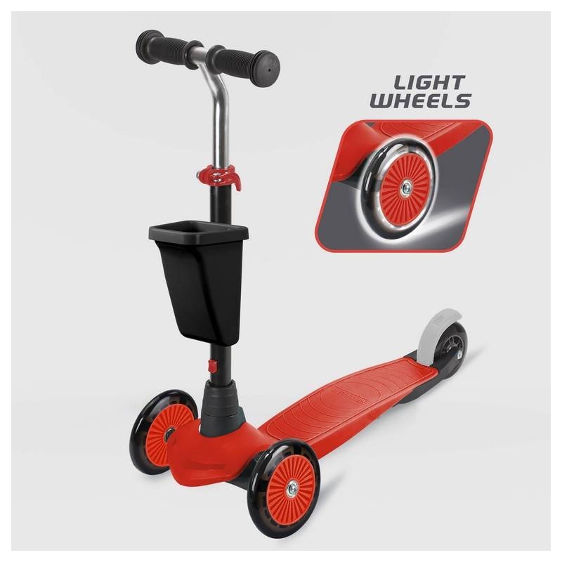 Patinete 3 Ruedas Choose Your Color Rojo Cesta Luz