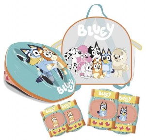 Set mochila + casco + protecciones  Bluey