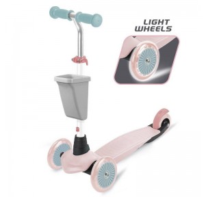 Patinete 3 Ruedas Choose Your Color Rosa Cesta Luz