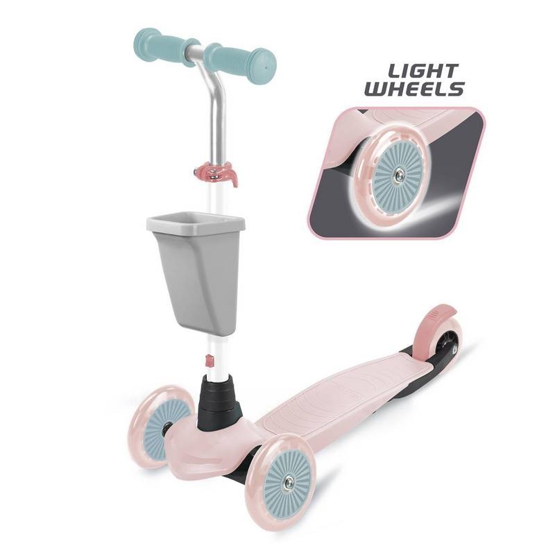 Patinete 3 Ruedas Choose Your Color Rosa Cesta Luz