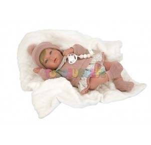Reborn Abril 40cm Rosa con Manta