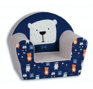 Sillón Infantil Azul Oso Cuadrado