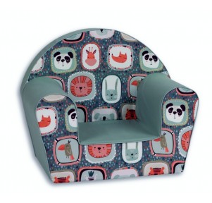 Sillón Infantil Gris Cuadros Animales Selva