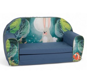 Sofá Cama Infantil Azul Paisaje Conejo