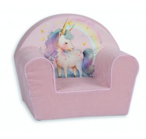 Sillón Infantil Rosa Unicornio Print