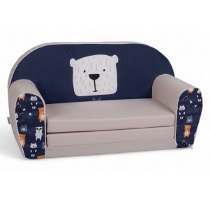Sofá Cama Infantil Azul Oso Cuadrado