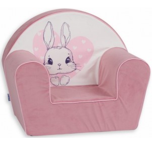 Sillón Infantil Rosa Corazón Conejito Velvet