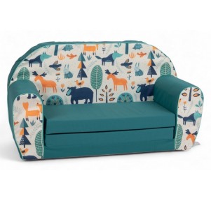 Sofá Cama Infantil Turquesa Selva