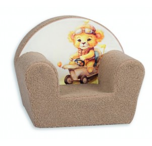 Sillón Infantil Beige Osito Coche Sherpa