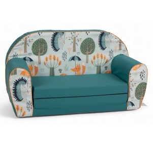 Sofá Cama Infantil Turquesa Zorro Arboles