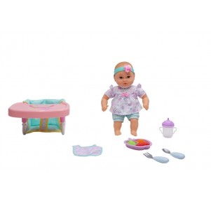 Muñeco Bebé Blandito 33cm Trona de mesa Accesorios