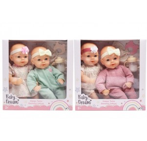 Set 2 Muñecos Bebés Mellizos 33cm Vaso Asas 2 Sdos
