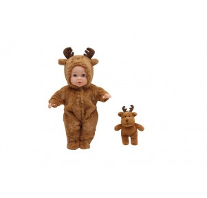 Muñeco Bebé 35cm Disfraz Animalito + Peluche 3 sdo