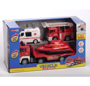 Payset 4 Vehiculos Emergencias Luz y Sonido 1:20