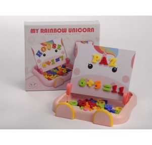 Pizarra Magnetica Letras Numeros 52 Rosa Unicornio