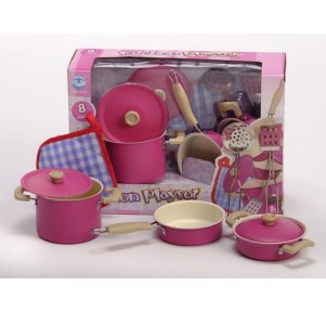 Set Menaje Cocina Rosa Imitación Cerámica 8 piezas