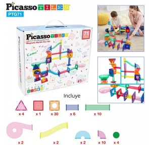 Picasso Tiles Circuito de Canicas Magnetico 71 pzs