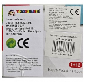 Juego 12 Figuras Encajables Jaula Shape Sorting