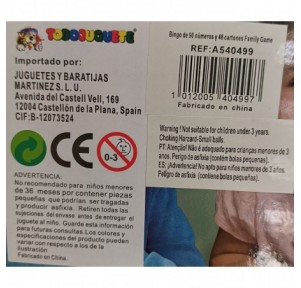 Bingo de 90 números y 48 cartones Family Game