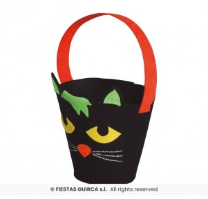 Cubo Fieltro Gato Negro 20 cm