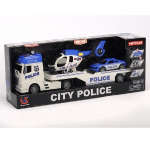 Camión Trailer Policía + 2 vehículos 1:12 Toystar