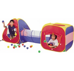 Casita Tela Tricolor con Tunel +100 bolas 7cm 3en1
