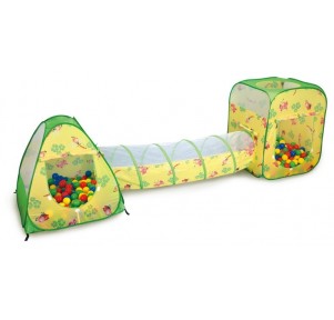 Casita Tela con Tunel 100bolas 6cm 3en1 Greenfield
