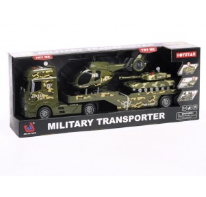 Camión Trailer con 2 Vehículos Militares