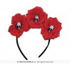 Diadema Flores Rojas con Calaveras