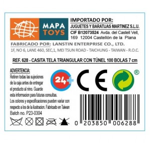 Casita Tela Triangular con Túnel 100 Bolas de 7 cm