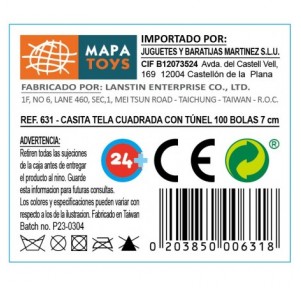 Casita Tela Cuadrada con Túnel 100 bolas de 7 cm