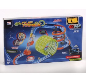 Pista Coches Triple Loop 91 piezas Glow Flip Track