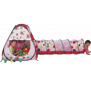 Casita Tela Triangular con Túnel 100 Bolas de 7 cm