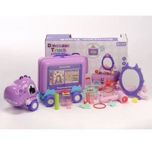 Maletín Tocador Dinosaurio con Ruedas Lila 22 pzs.